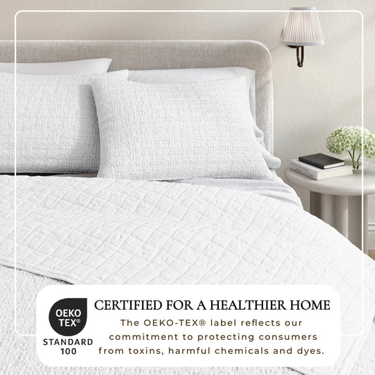 100% Cotton Honeycomb Waffle Garment Washed Quilt Set - Genevieve Collection